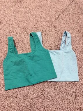 all in motion Light Blue & Green Seamless Sports Bra (XS)
